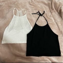 Cropped Halter Top Bundle Pacsun LA Hearts and Popular Basics Crop Tops
