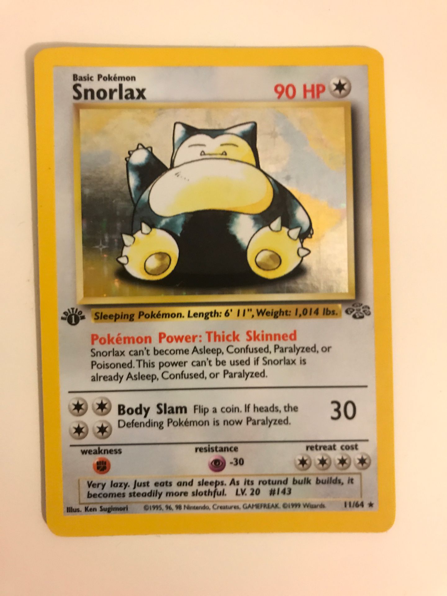 First edition holo Snorlax card