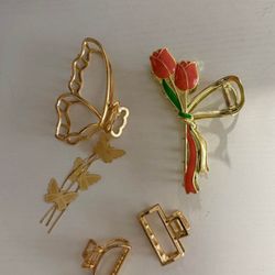 Gold hair clips 