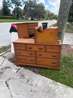 Wood Dresser with Brass Hardware