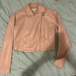 leather pink/tan coat