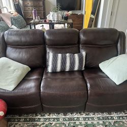 Real Leather Electronic Reclining Couch