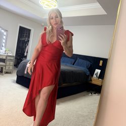  V Neck Sleeveless Bodycon Ruched Irregular Hem Cocktail Party Satin Flowy Maxi Dress 