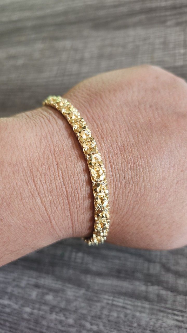 SOILD 14k Yellow Gold Nugget Bracelet 