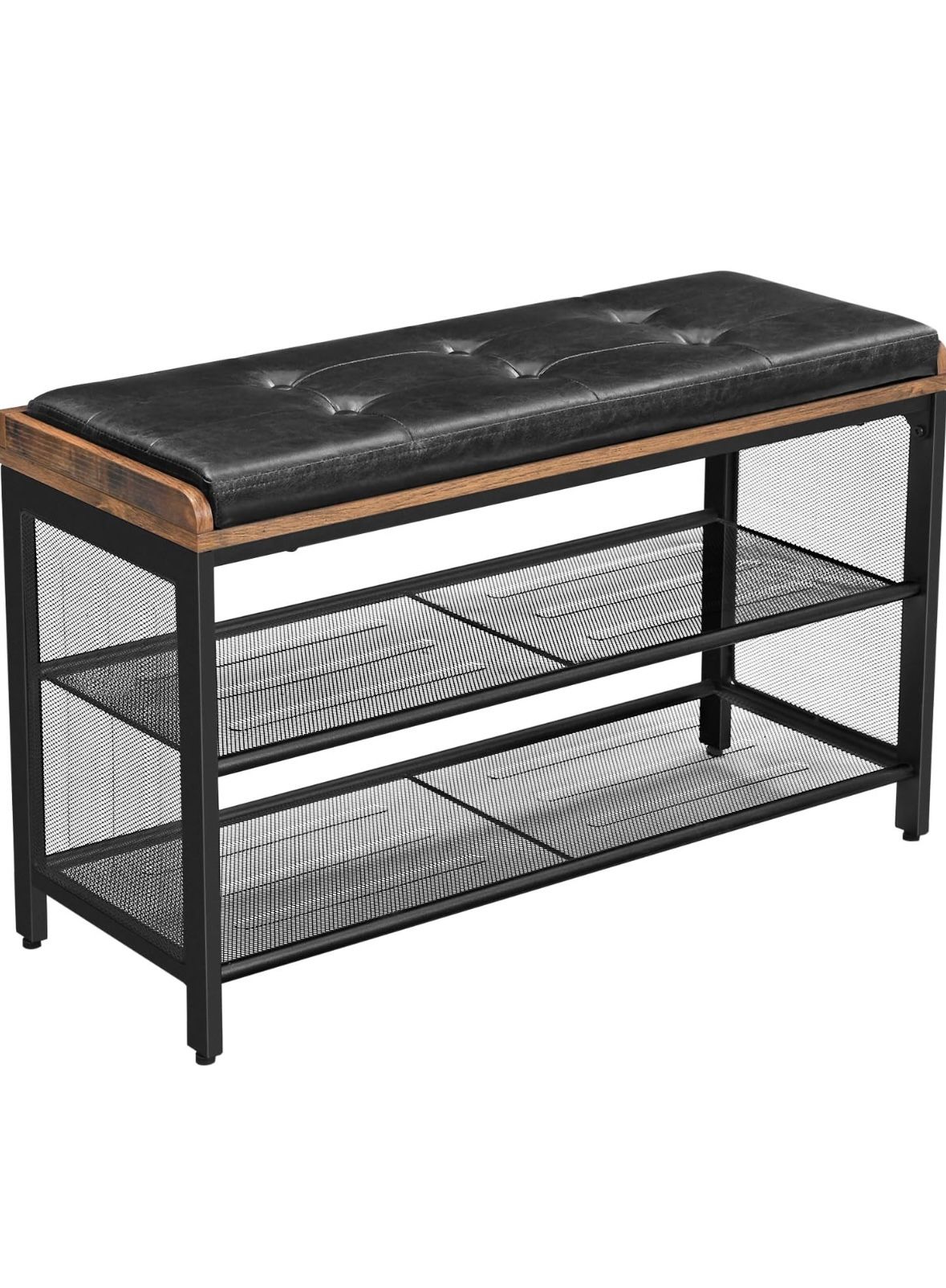 Storage Bench with Mesh Shelf, Shoe Rack, 