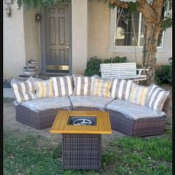 Curve Patio Furniture Set Round Patio Furniture Fire Pit Propane Brand New Patio Furniture 🆕🛺🚚🆕