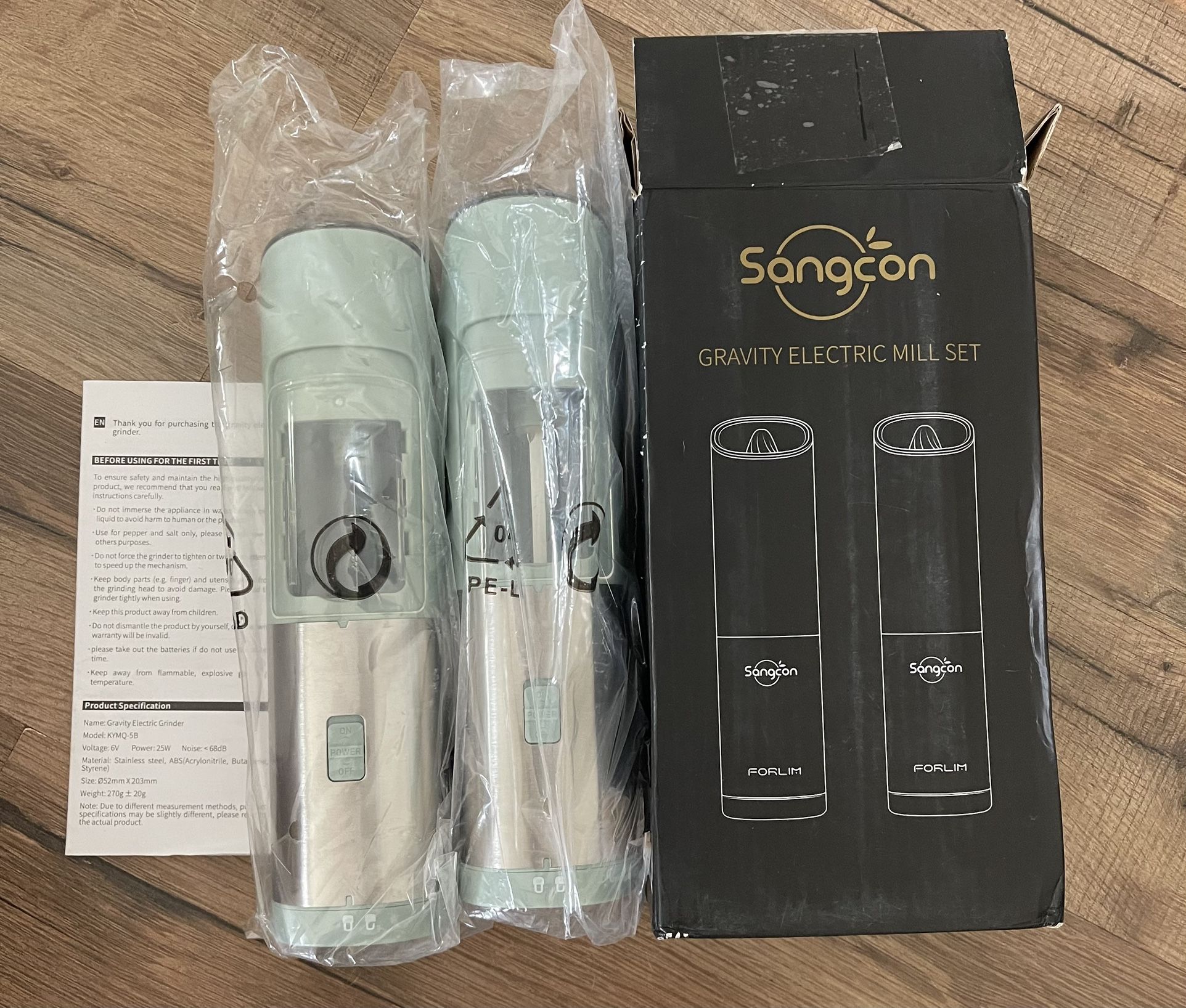 Electric Salt and Pepper Grinder Mill Set With Safety Switch