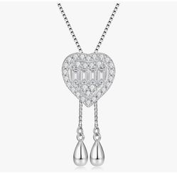 Moissinite Sterling Silver Heart Necklace