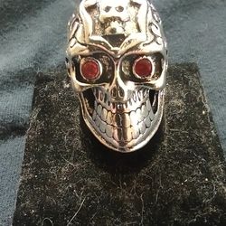 Skull Ring W/Red Eyes