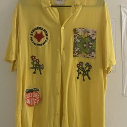 Embroidered and printed button up 