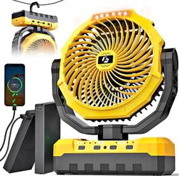 36000mAh Portable Camping Fan - 120HRS Rechargeable Fan with Detachable Battery with LED & Remote - 4 Speeds Battery Powered for Tent, Travel, Office,