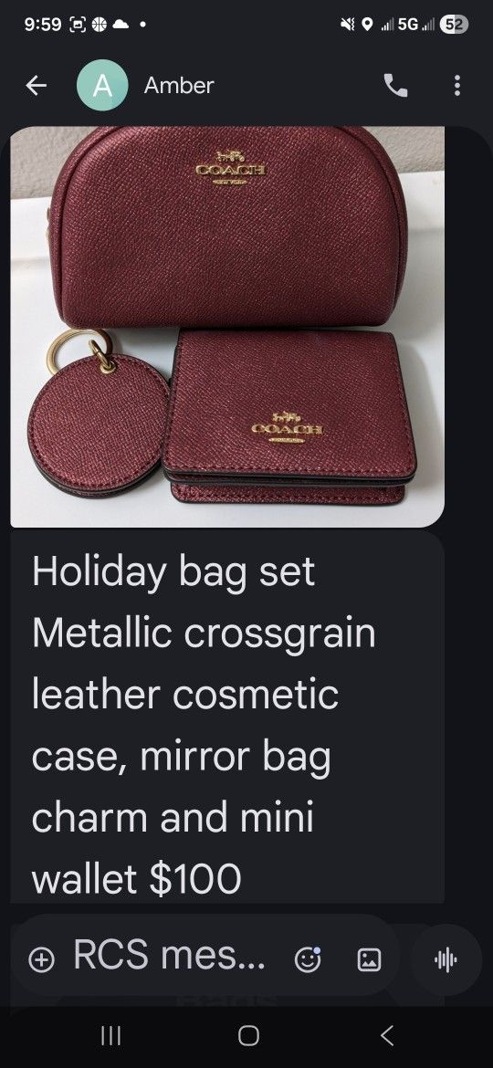 Brand New Authentic Coach Holiday Bag Set