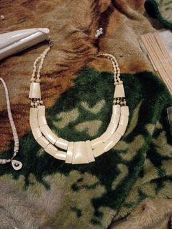 Vintage carved bone statement piece necklace