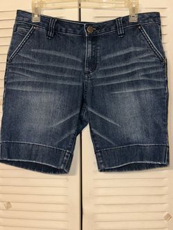 Apt. 9 Modern Fit Cuffed Denim Shorts Dark Wash Stretch Size 8