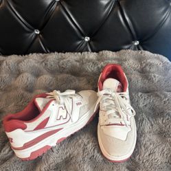 New Balance 550 Cream and Red Athletic Shoes