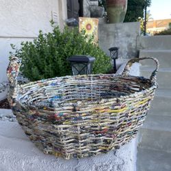 Vintage Woven Newspaper Basket