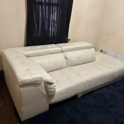 White Leather L Shape Couches