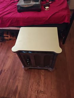 Half Painted Vinyl Encrusted Old Side Table