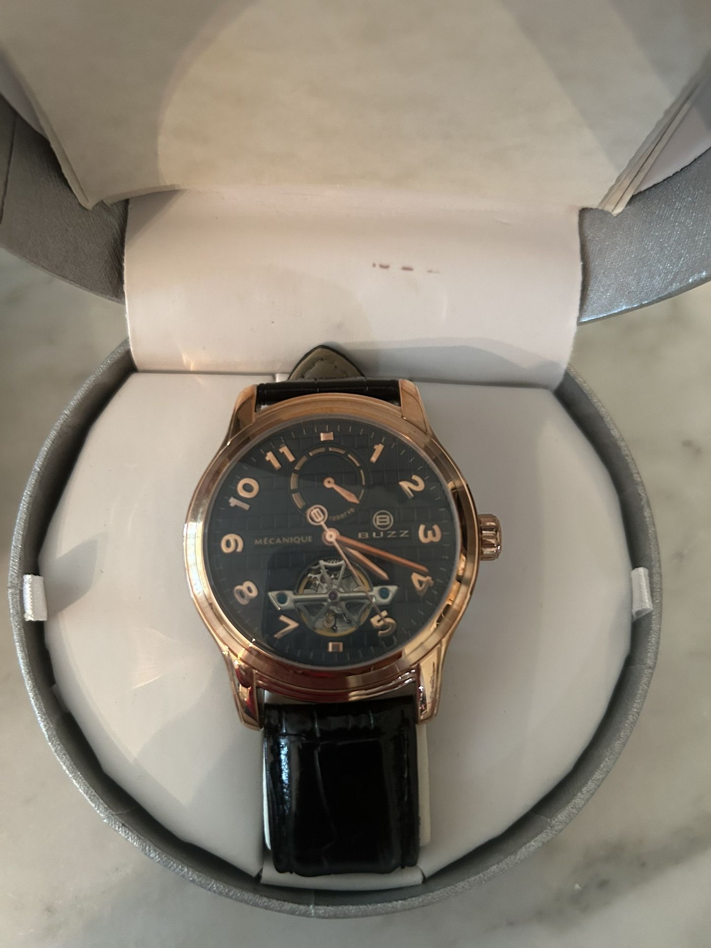 New Men's Buzz Mecanique Rose Gold Power Reserve Watch