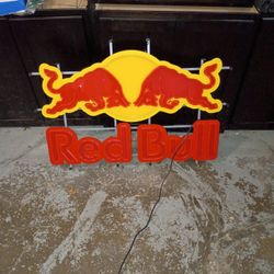 Red Bull Sign Lights Up