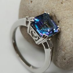 Brazillian, Periwinkle Petalite. Topaz Ring.