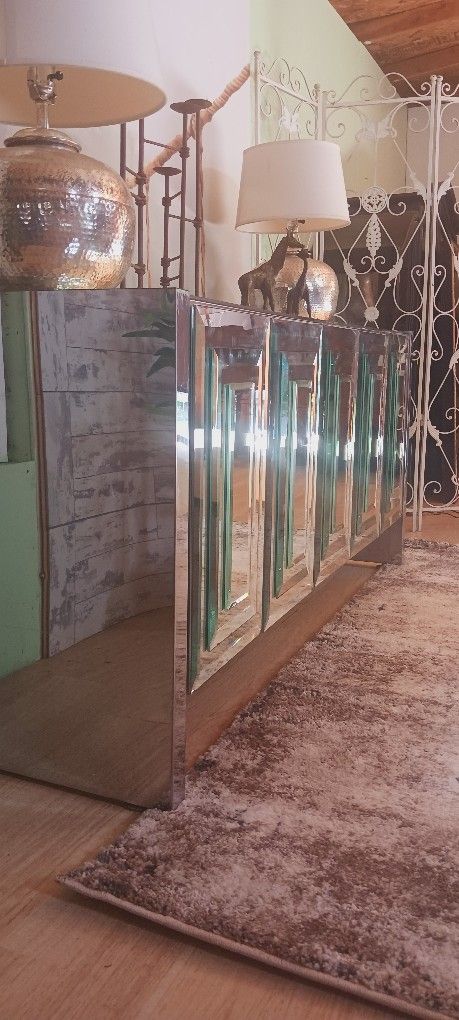 70s Elo Mirrored, Metal Sideboard, Credenza Tv Stand