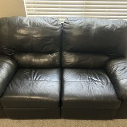 Black Leather Loveseat Sofa  (reclinable) 