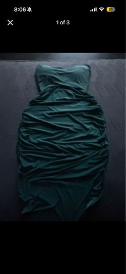 Green strapless over the knee dress