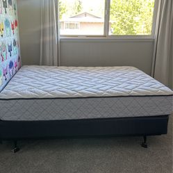 Full Size Bed, Frame, Memory foam Topper