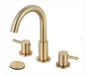 8 in. Widespread Double Handle Bathroom Faucet 3 Hole Sink Faucet with Pop-Up Drain in Brushed Gold - New