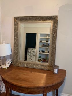 Antique Gold Carved Mirror, Beveled Wall Mirror
