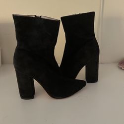 RAYE Black Suede Ankle Booties – Size 7, 4” Heel