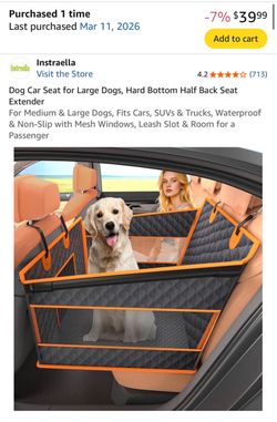 Dog Car Seat for Large Dogs, Hard Bottom Half Back Seat Extender