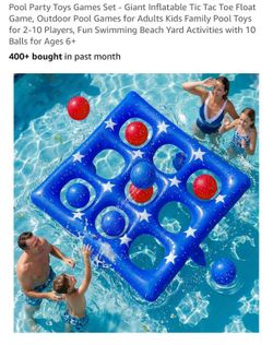 Pool Party Toys Games Set - Giant Inflatable Tic Tac Toe Float Game, Outdoor Pool Games for Adults Kids Family Pool Toys for 2-10 Players, Fun Swimmin
