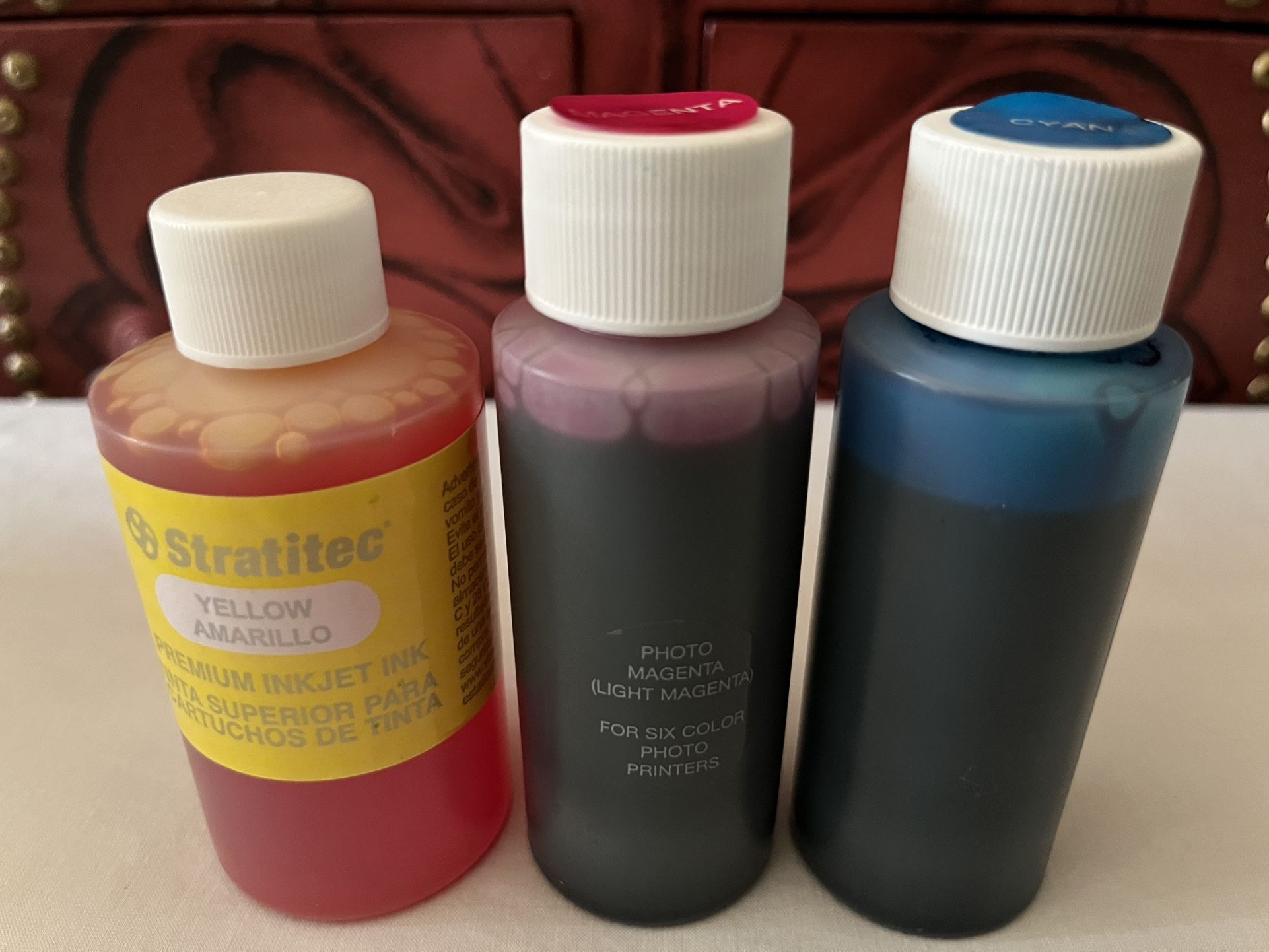 Lot of 3 Stratitec Inkjet Ink Refill Color (Cyan, Yellow, Magenta)