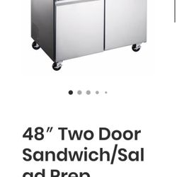 Two door stainless steel prep refrigerator 