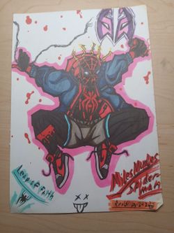 Miles Morales Spider-Man Original Drawing (acrylic and pen)