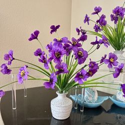 Purple Artificial Flower Arrangement in Ceramic Vase