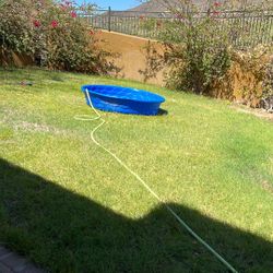 This Bluescape 59" wading kiddie pool features a vibrant blue color and an embossed pattern on the https://offerup.com/redirect/?o=Zmxvb3IuSXQ= is des