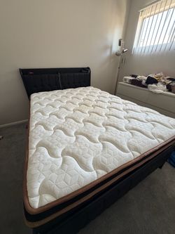 Full Size black leather bed frame with outlets