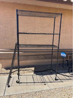 Black Wire Shelf with Wheels ( 78”tall*18”deep*48”wide ) - shelves are removable