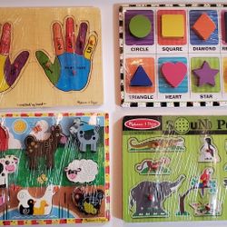 Melissa And Doug  Set Of 4 Wooden Educational Puzzles 