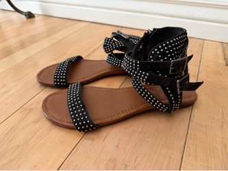 Jessica Simpson strappy sandals  in black microsuede with studded details size 8