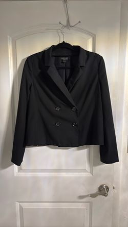 Ann Taylor Black Double-Breasted Cropped Blazer