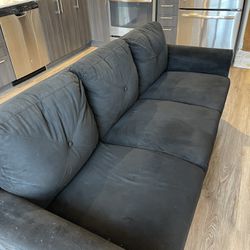 Black Fabric Couch Seats 3