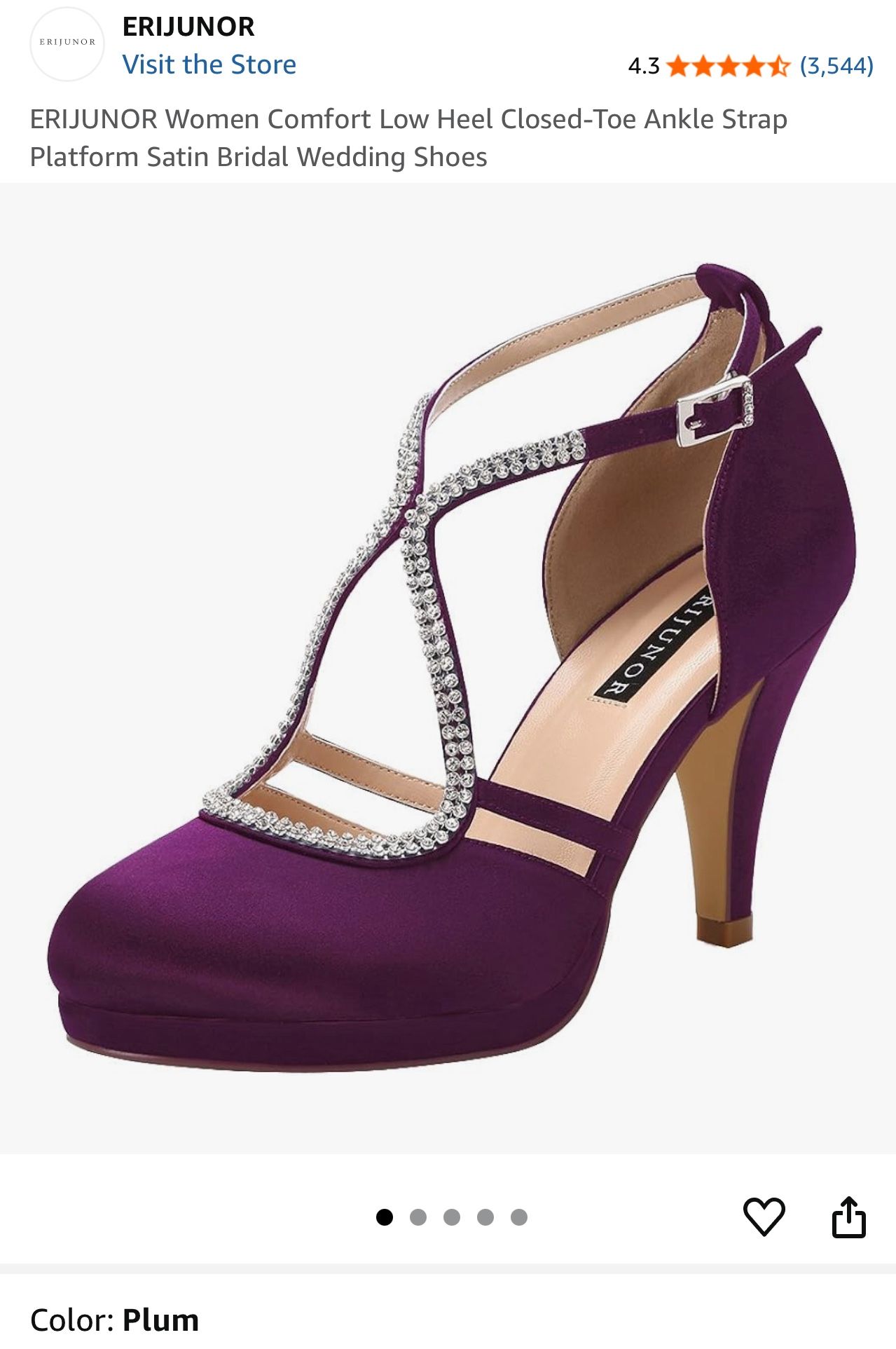 Purple Heels With Rhinestone Buckle
