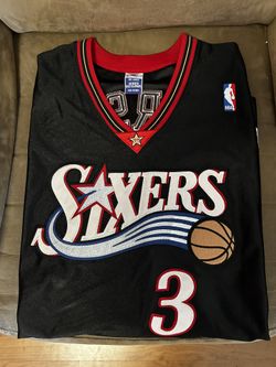 Vintage Iverson 76ers Champion Jersey Authentic Sewn Black NBA Men 52 2XL