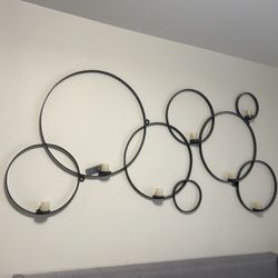 Pottery Barn Metal Circle Wall Art w/ Candle Holders
