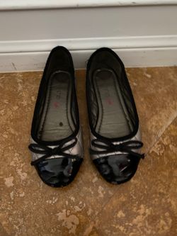 Girls metallic and black flat shoes size 13