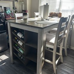  Height Dining Table with Built-In Wine Rack and Shelves